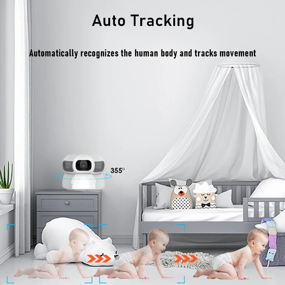 2K 4MP IP Camera, Smart Home, Binnen 2MP WiFi Draadloze Surveillance, Audio Camera, CCTV, Automatisch Volgen, Beveiliging Baby Monitor, Alexa