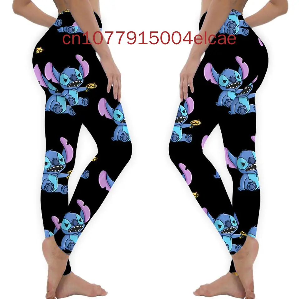 2024 New Disney Stitch Women Leggings Women Sports Pants Ladies Mickey Gym Pants Female Casual Pants