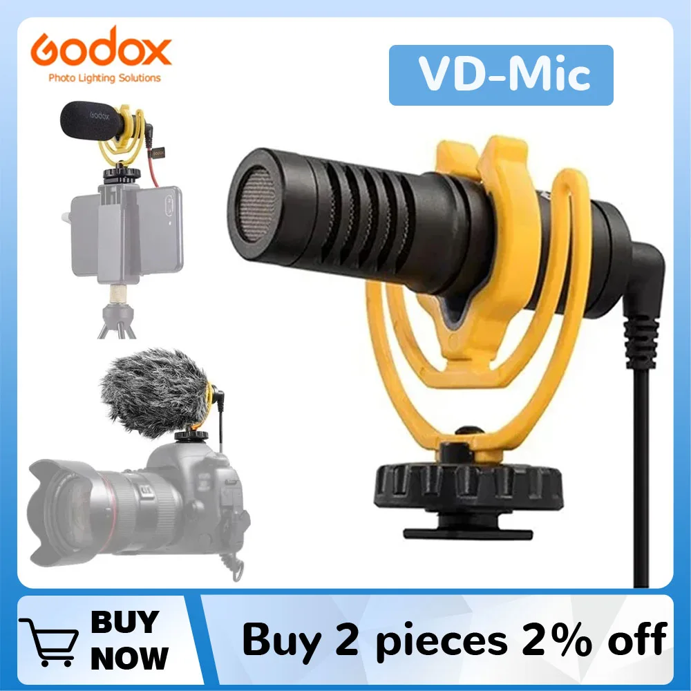 

Godox VD-Mic Shotgun Microphone Video Recording Microphone 3.5mm TRS TRRS Cable for iPhone Android Smartphone DSLR Camera