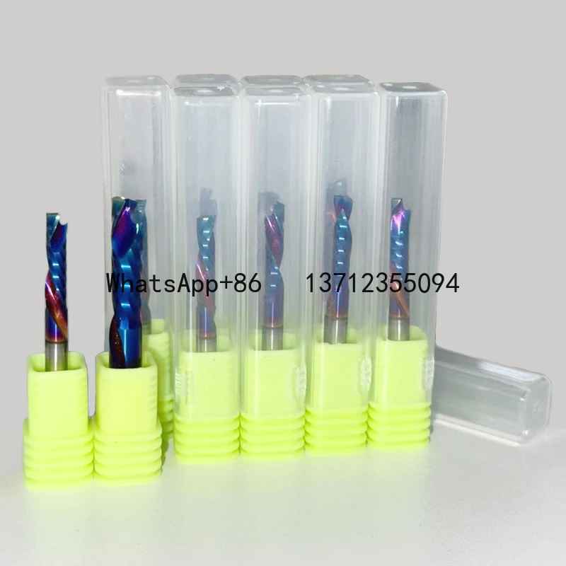 

5 шт. 3,175/4/6 мм вверх и вниз, однофлейтовые спиральные фрезы-карбидные фрезы для сжатия древесины, концевые фрезы