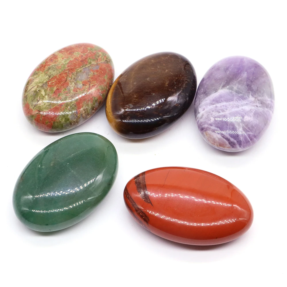 Natural Crystal Gem Palm Stone Thumb Toy Hot Compress Crafts Healing Health Family Energy Massage Chakra Gemstone Gift Wholesale