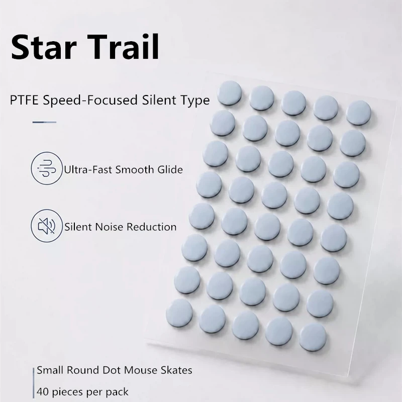 BlueNight Lab Moon/Star Trail 6mm PTFE Geräuscharme Mausfüße 40 Stück Universelle DIY Öl-Gleitpunkte für Ultraschnelles Gleiten