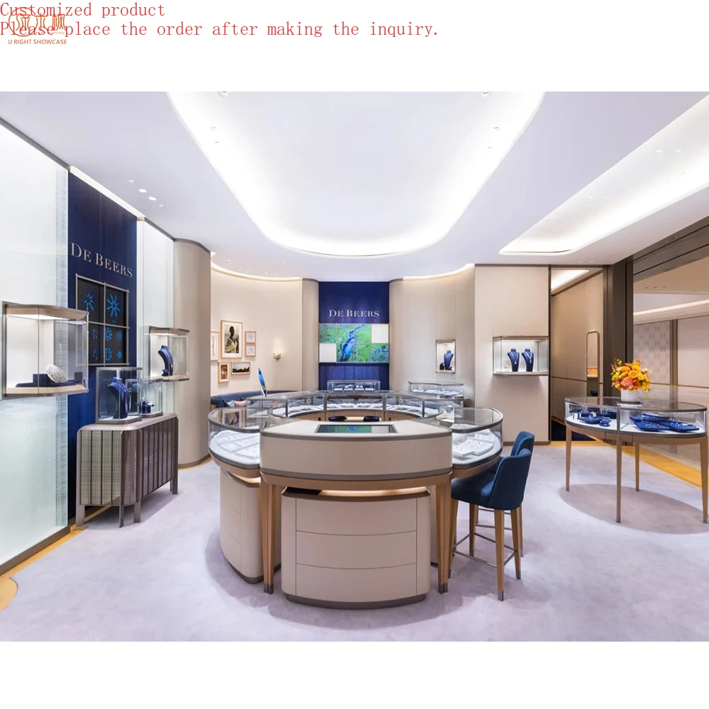 

Custom High-End Leather Jewellery Counter Luxury Goods Store Furniture Display Jewelry Showcase Design