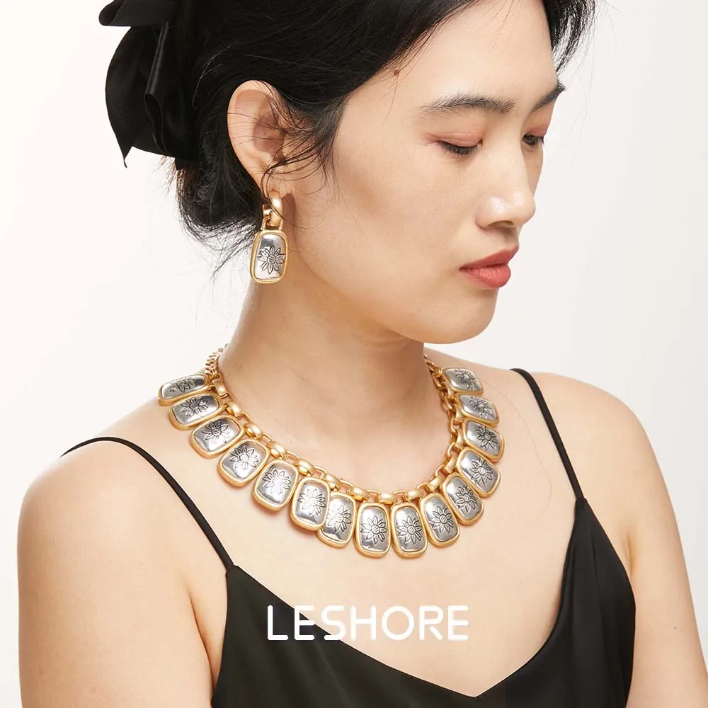 

New Model Gold & Silver Two - Tone Floral - Engraved Jewelry Set | 2025 Boho - Vintage Daily Jewelry Free Shipping