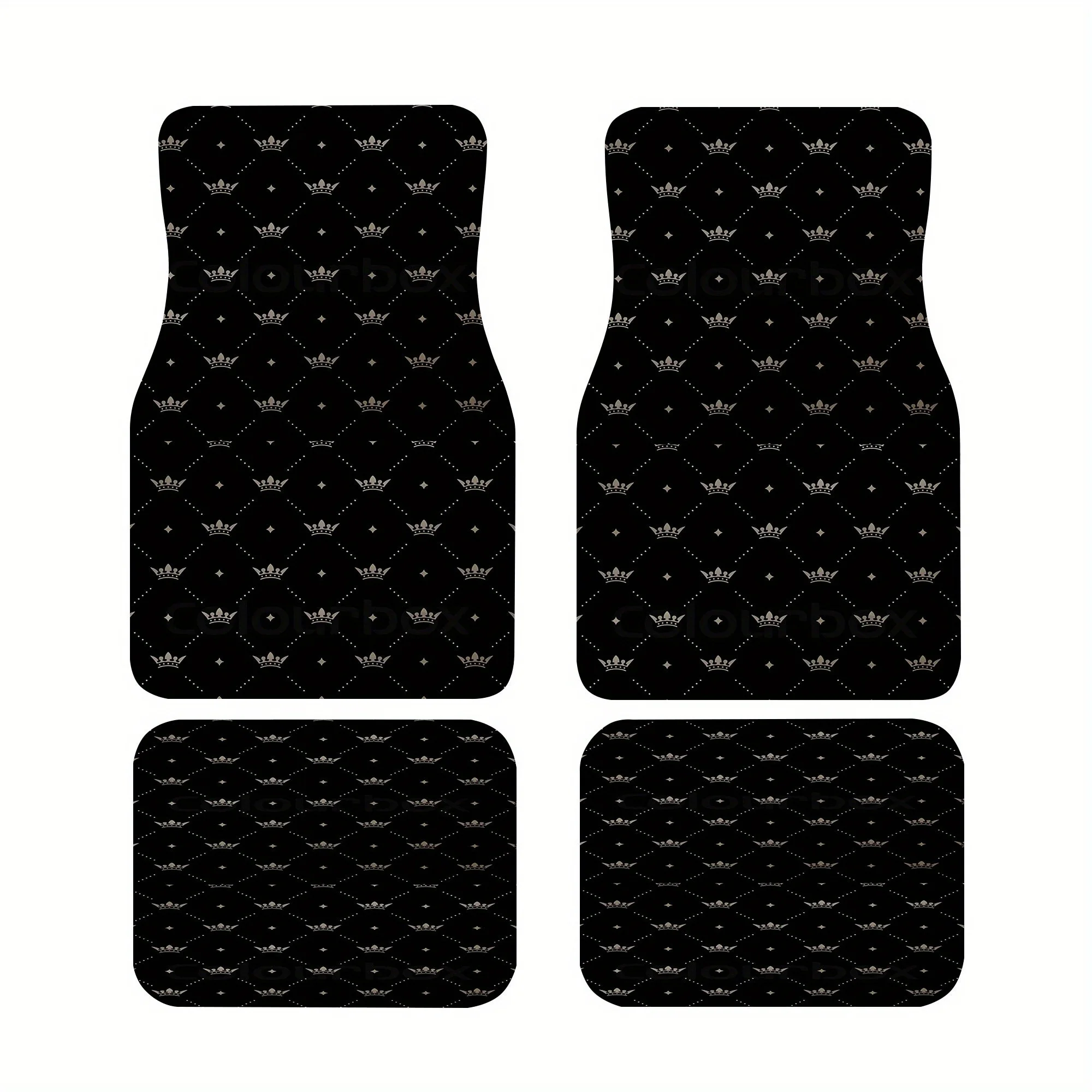 

Striped, Plaid, Poker Element Style Printed Car Mats 4/5pcs Set, All-Weather Interior Accessories Decorative Universal Fit For S