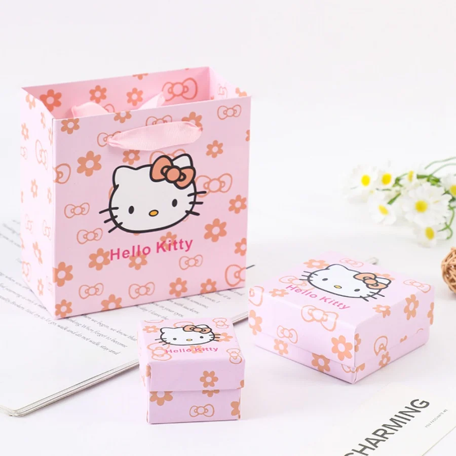 1/2 قطعة مجموعة علب هدايا مجوهرات HelloKitty أنيقة مع إغلاق مغناطيسي للإزالة صينية ديكور