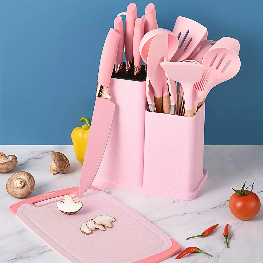 

19Pcs Food Grade Silicone Baking Utensils Set with Wooden Handles Knives Heat-resistant Durable Cooking Kitchen Tools Gadgets