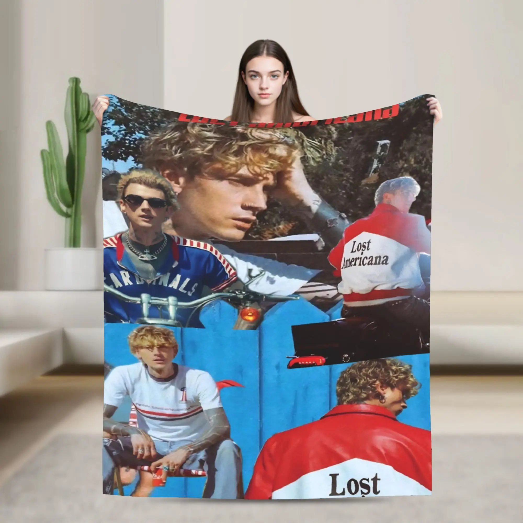 

Одеяло MGK Lost Americana Tour 2025-2026, мягкие и легкие пледы разных размеров для дивана, дивана и кровати