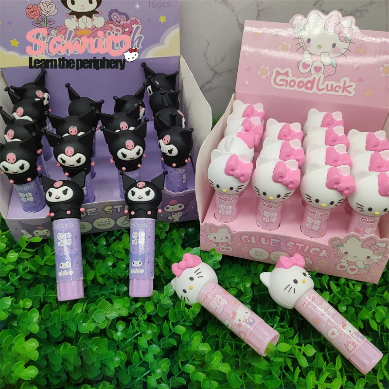 

16pcs Sanrio Anime Hello Kitty Handmade Diy Solid Glue Stick Kuromi Image Elementary School Student School Supplies Wholesale