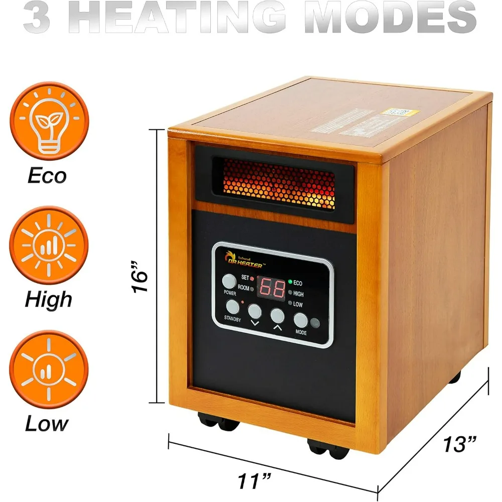 Dr Infrared Heater Portable Space Heater, Original, 1500-Watt, Cherry (Pack of 1)