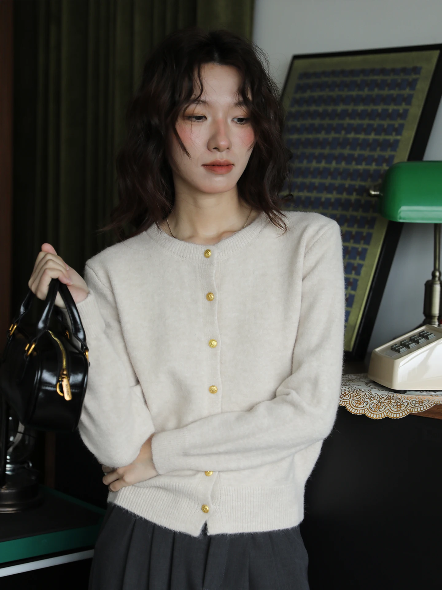 

Soft Long Sve round Ne Knitted Sweater Coat Women's Autumn Winter Comfortable Versatile Clothing Retro Lazy Sle Button