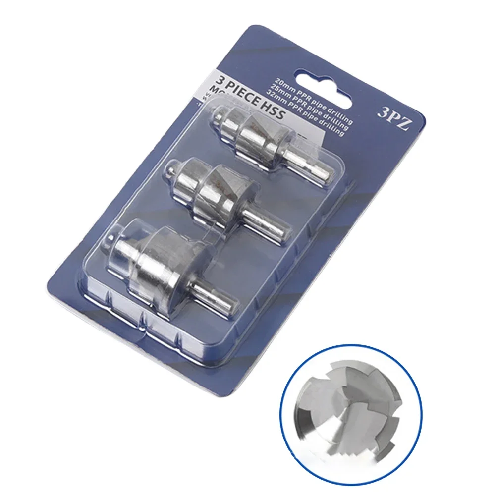 

3pcs Hexagonal Shank PPR Lifting Drill Bits, Pipe Connection Tools, Titanium-Coated Step Drill Bits, 20/25/32mm Spiral