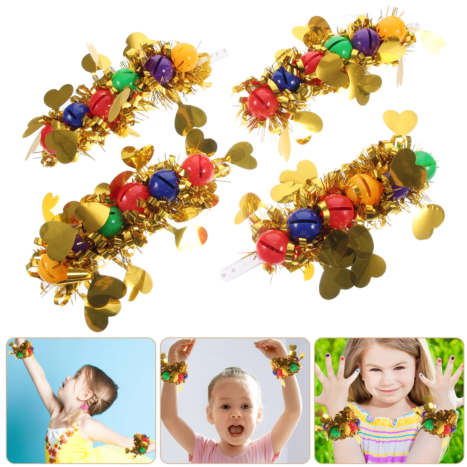 

4Pcs Sequin Wrist Flower Cheerleading Bracelet Performance Wristbands Bell Dance Performance Stage Decor Bright Colors