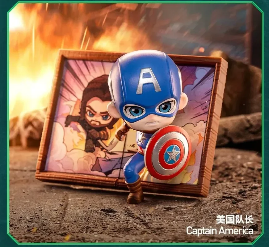 Marvel Cute Anime Figure Classic Marvel Character Photo Frame Series Blind Box Cute Loki Thor Iron Man Figurine Boy Toys Gift