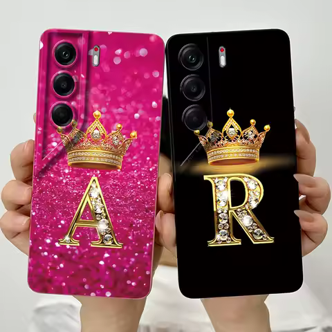 For Tecno Camon 40 Pro 4G 5G CM6 CM7 Case Crown Letter Silicone Soft Phone Cases For Tecno Camon40 Camera Protection Back Cover