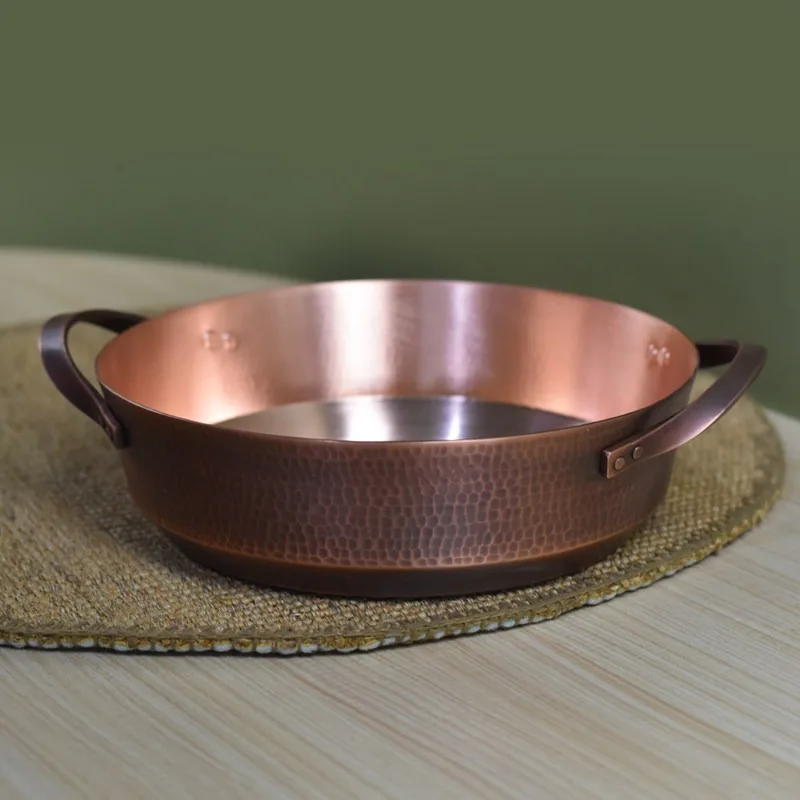 Pure Copper Hot Pot Hand Hammered Thickened Deep Multi Styles Induction Safe for Shabu Stew Home Kitchen Cookware