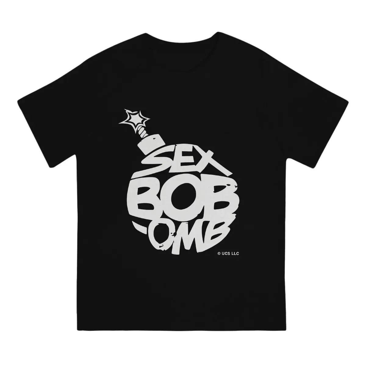 White Boom Logo Casual 100% Cotton Tees Short Sleeve Sex Bob Omb Band Scott Pilgrim T Shirts Crew Neck Tops Gift Idea