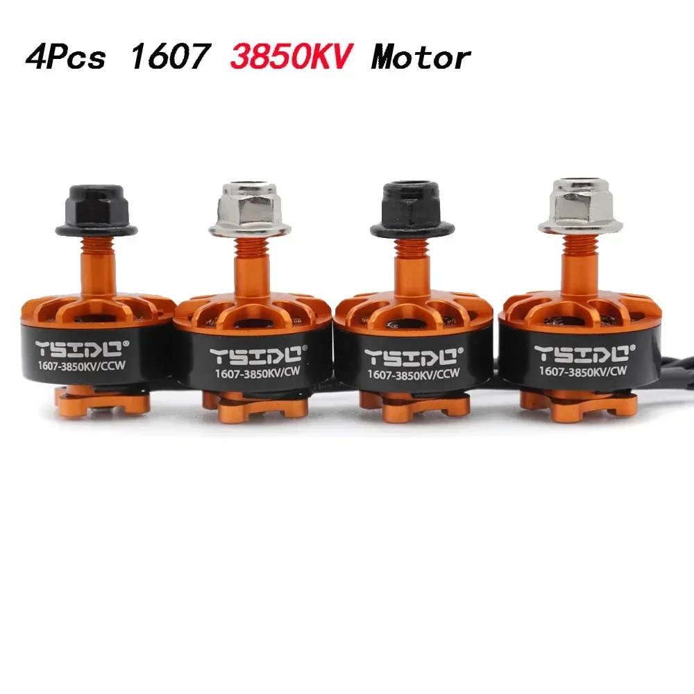 

4Pcs 1607 Motor sin escobillas 2800KV 3850KV CW/CCW 2-4S Lipo para Dron de carreras de control remoto de largo alcance Frees