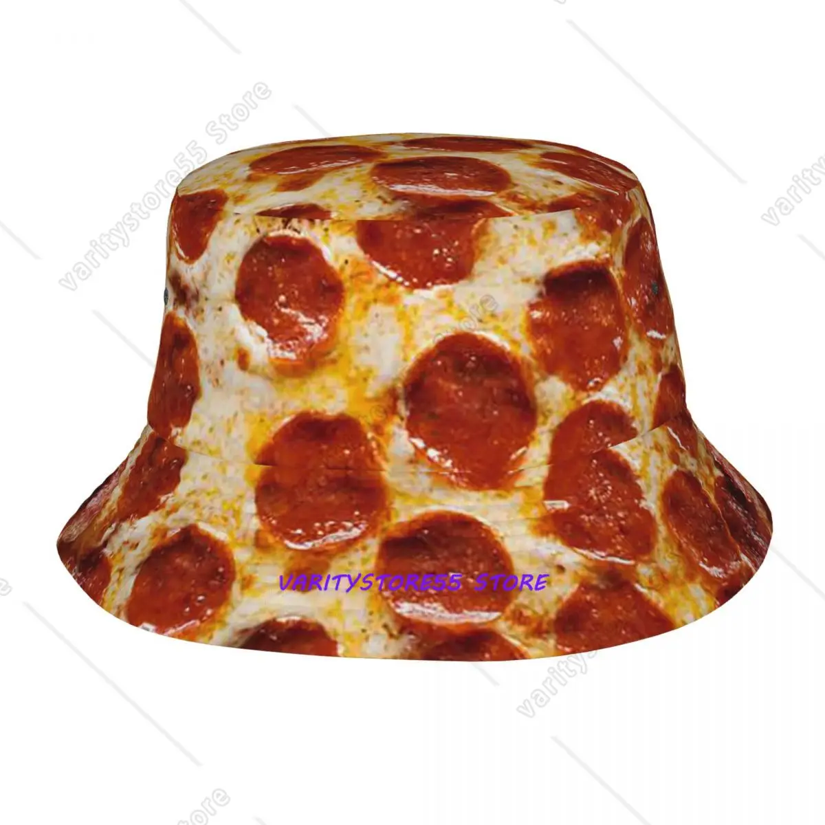 Trendy Pizza Pattern Bucket Hats Woman Foldable Outdoor Tortilla Food Fishing Hats Vocation Getaway Headwear Bob