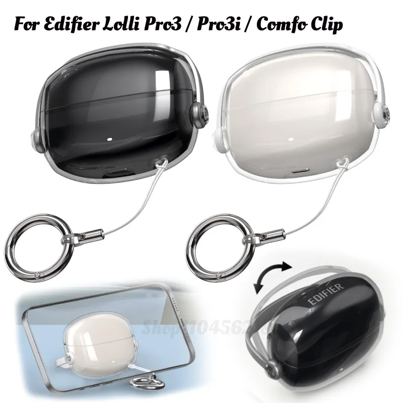 

For Edifier Lolli Pro3 3i Bluetooth Earphone Case Protective Shell Durable TPU Material With Holder Ring For Edifier Comfo Clip