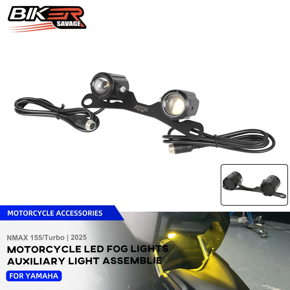 NMAX 155 Motorcycle Headlight LED Fog Lights For Yamaha NMAX 155 Turbo 2025 Dual Color Flasher Farol Moto Fog Lamp Accessories