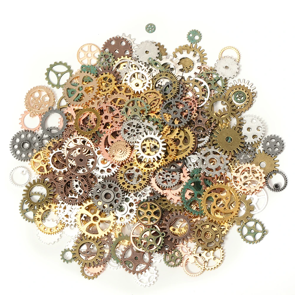 50g 100g metalowe mieszane mechaniczne Steampunk Cogs & Gears Charms Vintage 10 kolor Craft materiał do tworzenia biżuterii akcesoria DIY — zdjęcie 4
