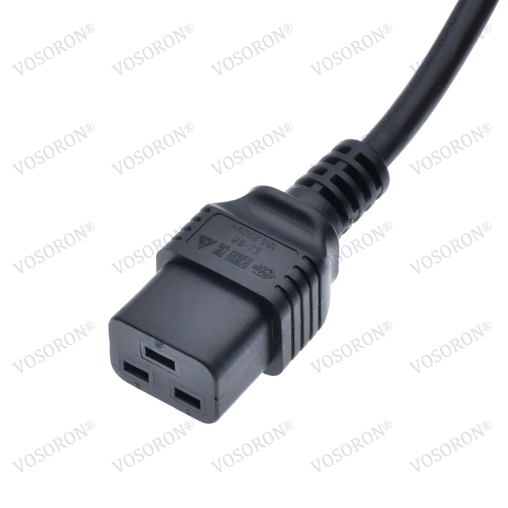 Power Cord Right Angle Euro Schuko Male to IEC320 C19 Female 16A 250V 3 Prong Cable for UPS PDU Computer