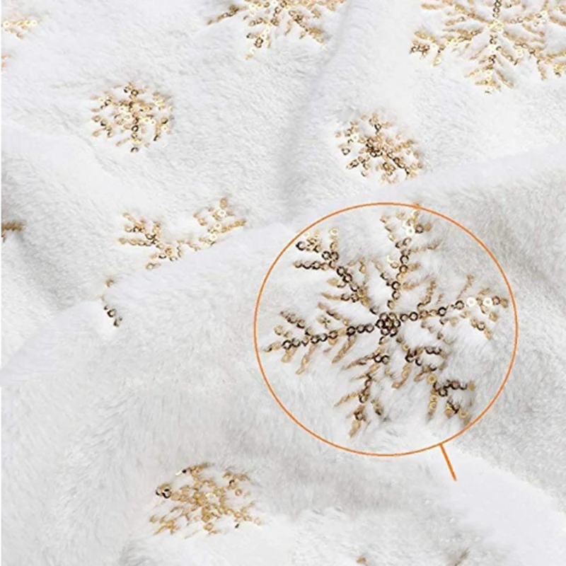 SEWS-White Christmas Tree Skirt Thick Polyester Xmas Tree Merry Decoration Ornament New Year For Home Scene Layout Decor