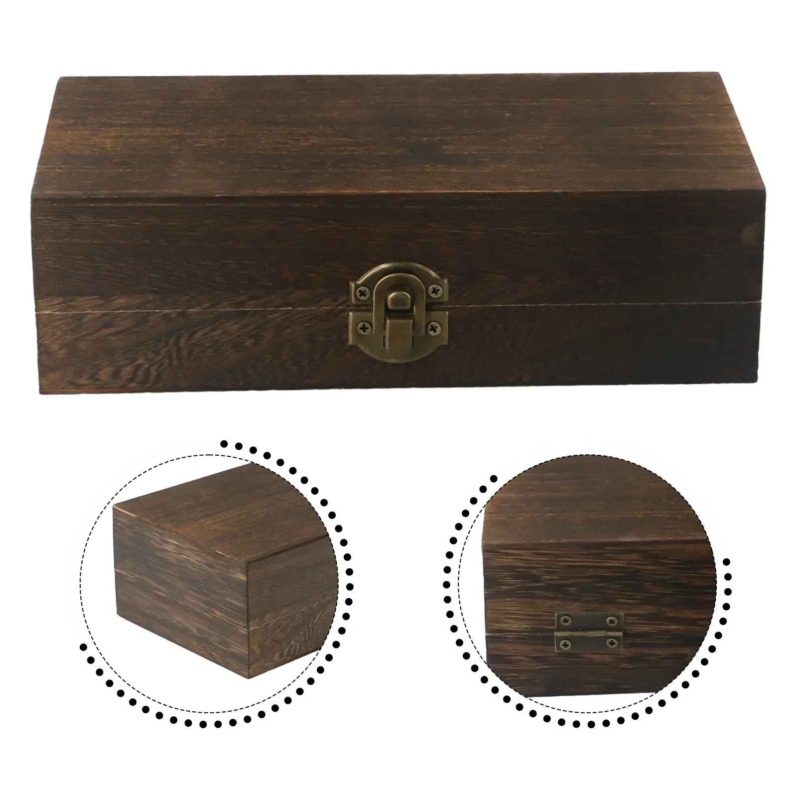 High Quality Brand New Storage Box Wooden Flip Top Health Manual Polishing Metal Buckle Natural/Light/Dark Rectangular