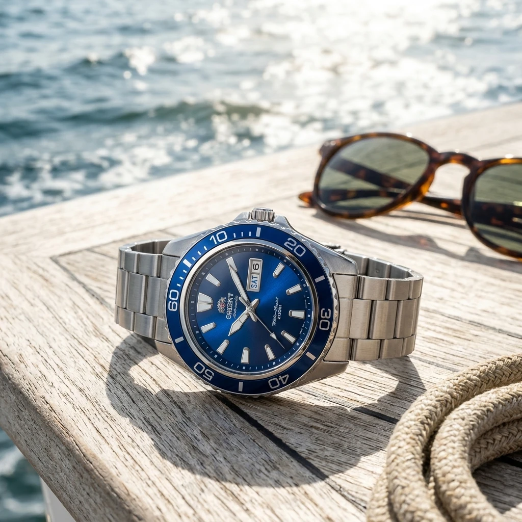 Orient 200M Waterproof Diving Watch Men Automatic Mechanical Rotating Bezel Double Date Day Luminous Sport Dive Wristwatch Gift view 4