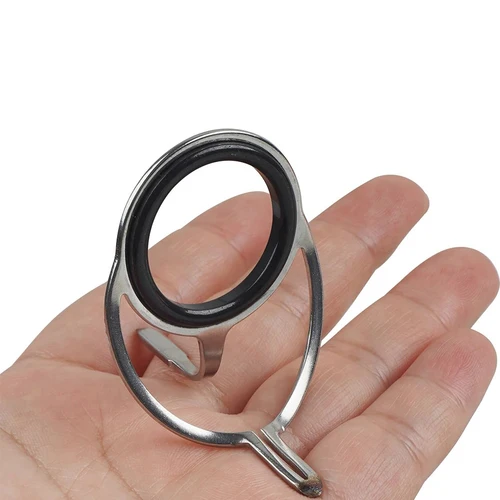 Kit de reparación de punta guía de caña de pescar, guías de caña giratoria de fundición, anillos de ojo de doble pie de cerámica de acero inoxidable, punta de varilla guía, 50 Uds.