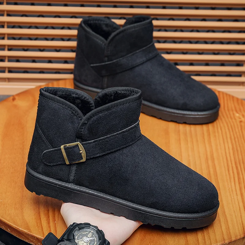 

2024 Winter Black Women's Boots Slip-On Cheap Ankle Boots For Women Comfortable Non-Slip Warm Plushed Boots Man Big Size 36-47