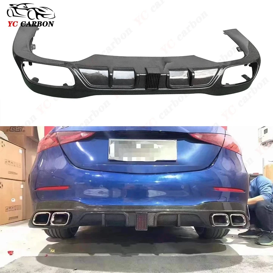 For Mercedes Benz C Class W206 C200L C260L Carbon Fiber Car Rear Bumper Back lip Diffuser Rear Side Splitters Spoiler body kit