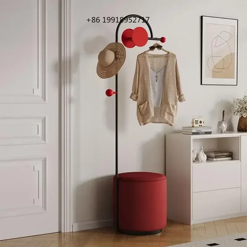 Metal independent hanger with marble base, minimalist bedroom floor standing hanger with storage rack