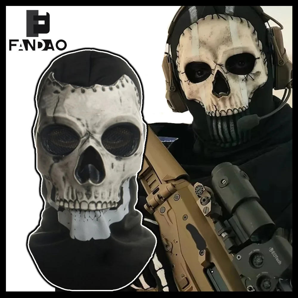 

Tactical Full Face Ghost Mask Skull Cod Ghost Balaclava Ski Masks Unisex Halloween Costume for Outdoor Sports Cosplay CS Games