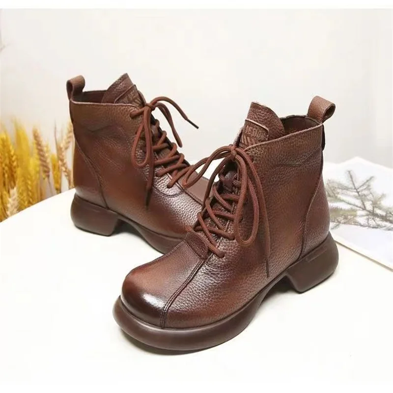 newest  leather and wool boots women Middle-hight  boot really leather shoes designer softable  laday wearing winter keep warm