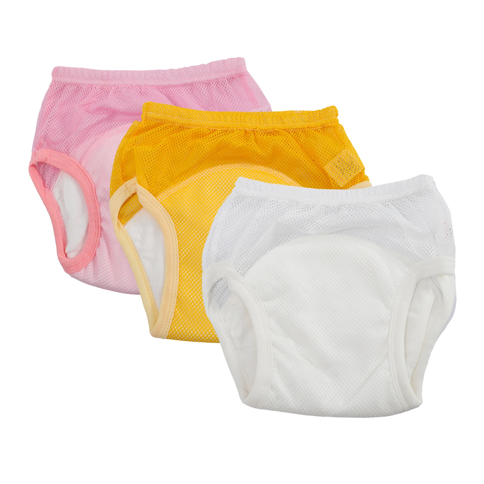 

3 Pcs Baby Training Pants Newborn Toddler Cotton Diapers Underwear Soft Breathable Reusable Elastic Waist Anti-Leakage Infant