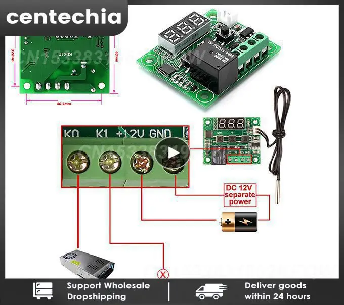 

DC 12V Heat Cool Temp Thermostat Temperature Control Switch Temperature Controller Thermometer Thermo Controller