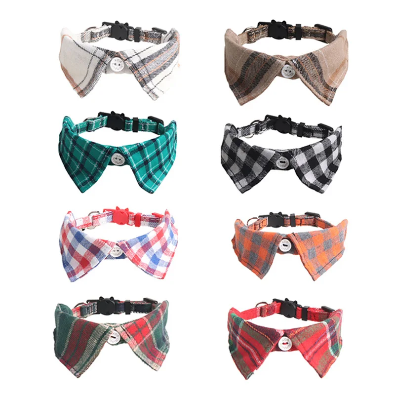 Bowtie for Cat Bow Tie Collar Plaid Adjustable Cat Tuxedo Collar for Small Dog Wedding Formal Tuxedo Suit Tux Outfits Birthday view 2
