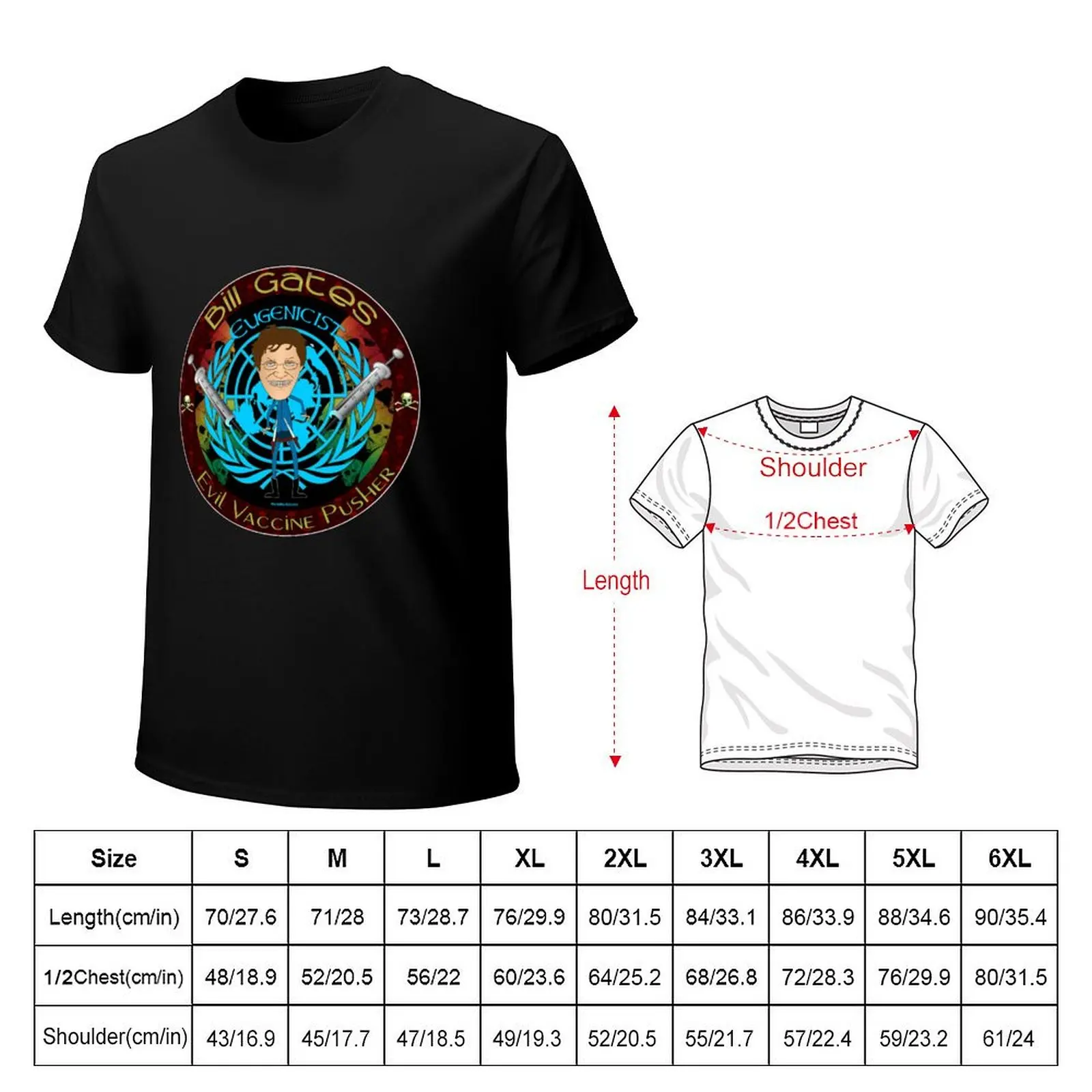 Bill Gates Eugenicist - Evil Vaccine Pusher T-Shirt Heavy Duty Casual Work Tee