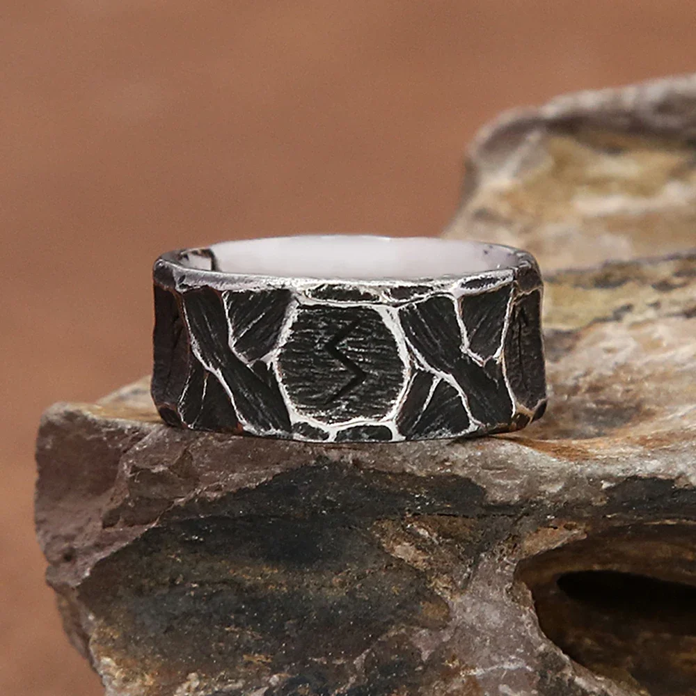 بسيطة موضة الشمال فايكنغ رون الدائري الهيب هوب 316L الفولاذ المقاوم للصدأ تميمة الدائري للرجال النساء Vintage مجوهرات هدية اكسسوارات