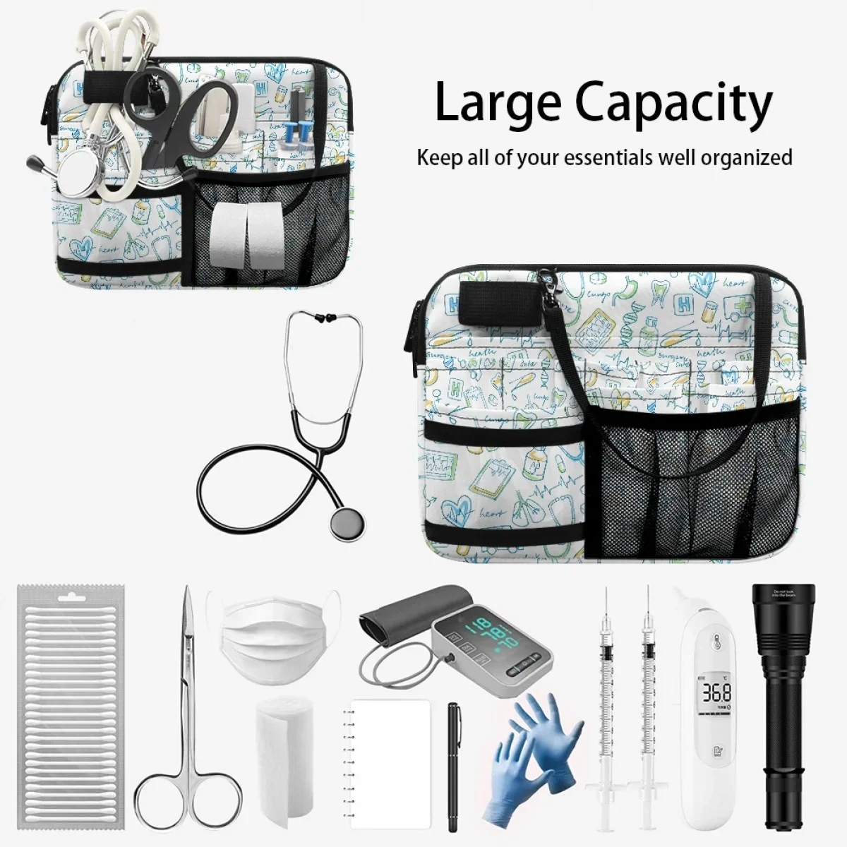 Multi-pocket Nursing Belt Organizer Portable Waist Pouch Tool Storage Bag for Stethoscopes Bandage Scissor Bum Bag Tool Holder