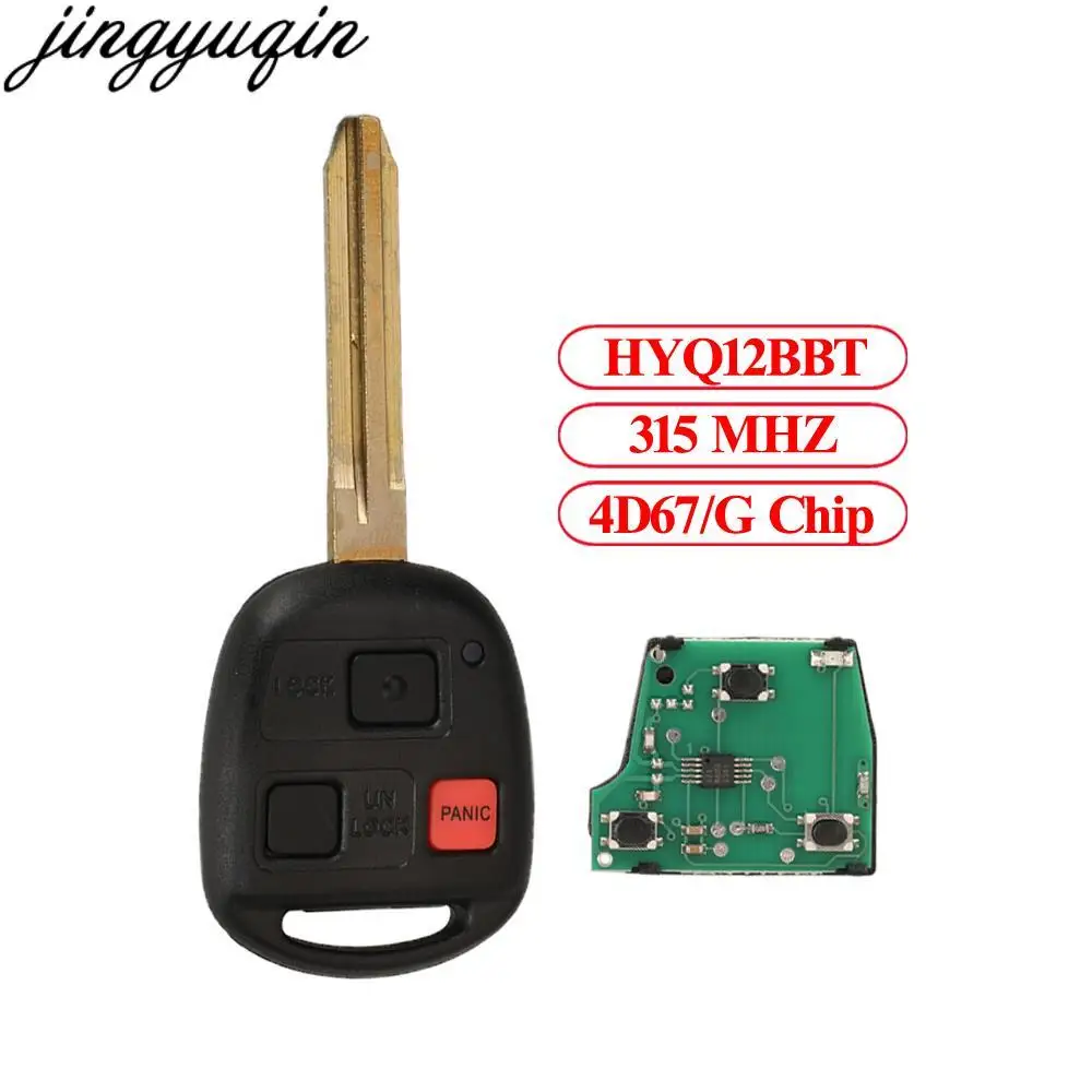 

Jingyuqin 3pcs Remote Car Key Alarm HYQ12BBT 314/315MHZ 4D67/G Chip For Toyota FJ/Land Cruiser 3 Buttons TOY43 Fob P/N:60750