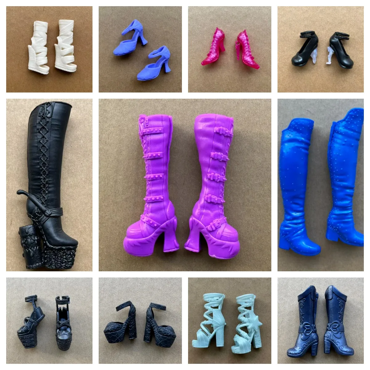 Sapatos e botas coloridas de boneca monstro, escala 1/6, acessórios de vestir diy para bonecas femininas, peças de brinquedo de personalidade exclusiva, sandálias