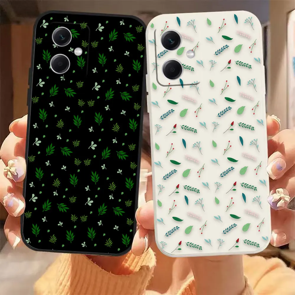 Rainforest Leaf Phone Case For Redmi Note 9 12 11 11T 12S 11S 10 8 PRO PLUS 4G 5G Colour Liquid silicone Case Fundas Shell Capa