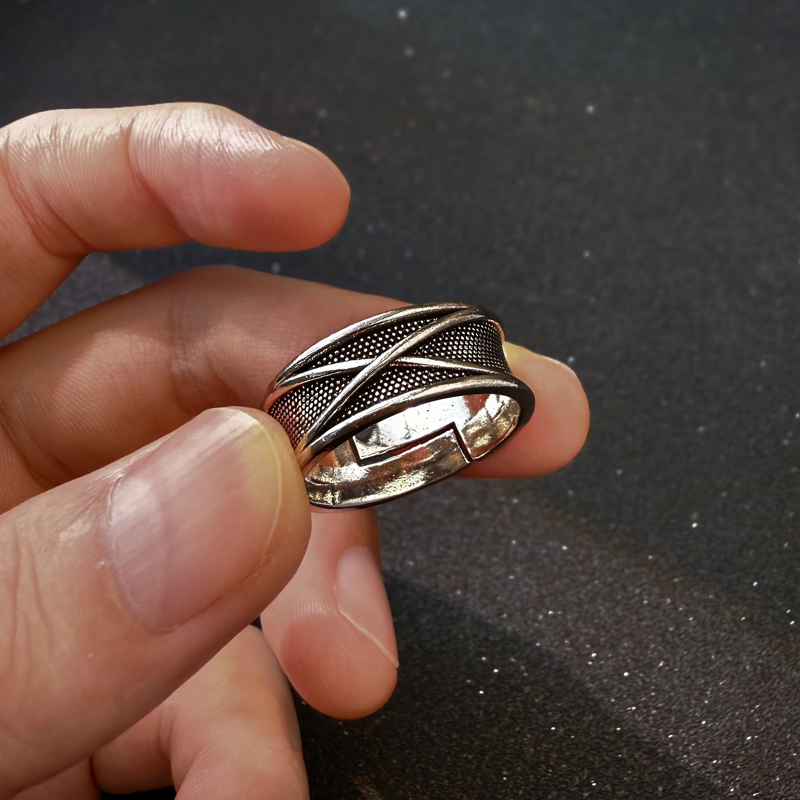 Retro Anime Style Black Warrior Open Ring Punk Gothic Couple Cosplay Accessories For Men
