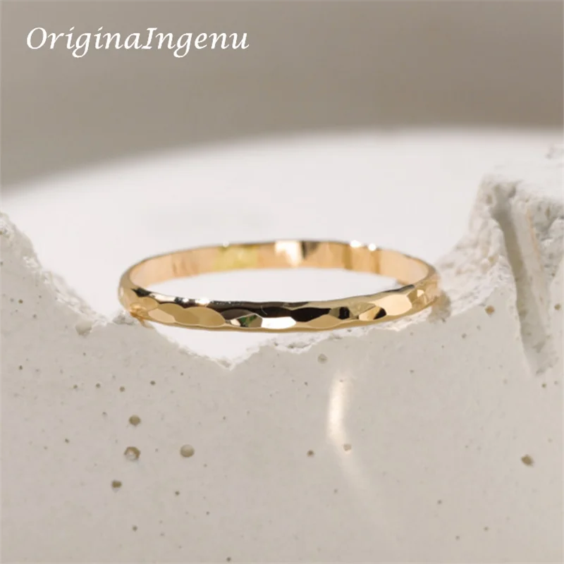 

14K Gold Filled Hammered Ring Handmade Band Ring Minimalism Jewelry Ring Dainty Tarnish Resistant Jewelry Boho waterproof Ring