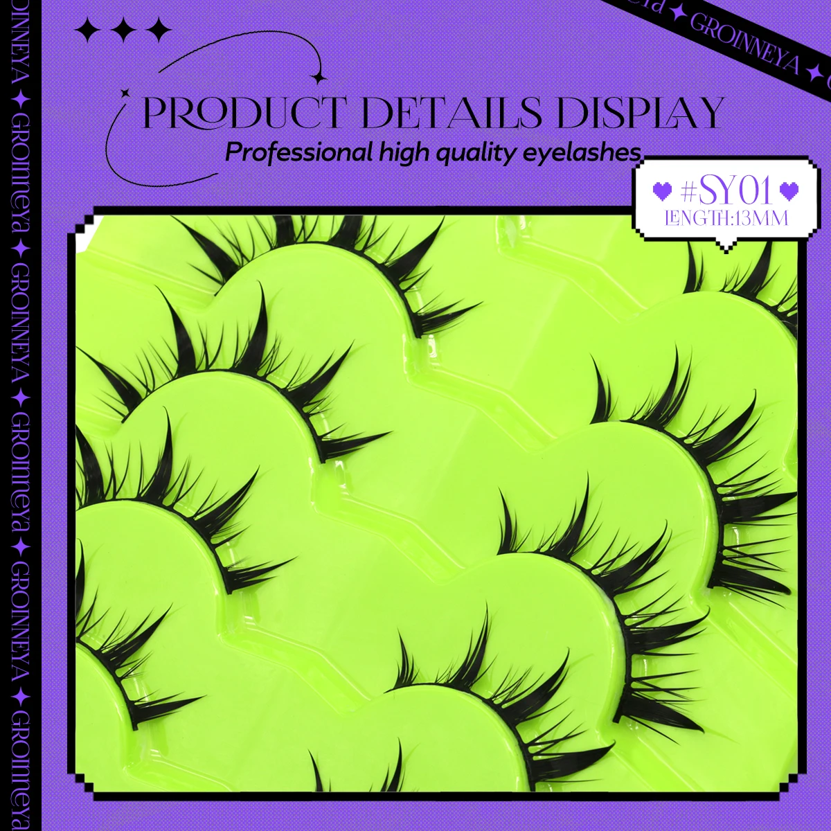 GROINNEYA Manga Ciglia 5/7 paia Ciglia 3D Ciglia Finte Naturali Soffici Morbide Croce Wispy Estensione Ciglia Naturali Trucco