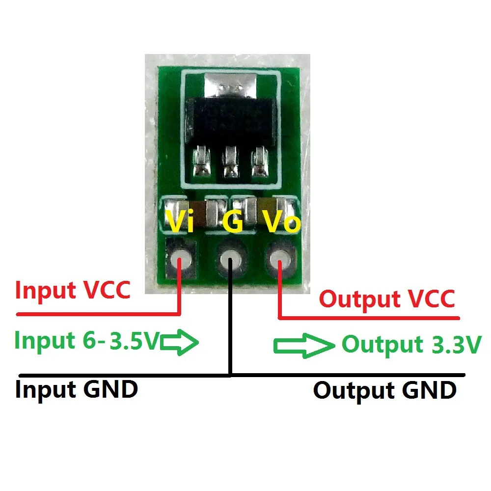 DC-DC Converter Step-Down Power Supply Module 3.5-6V to 3.3V Buck LDO Module Voltage Regulator Board for Lithium Battery 5PCS