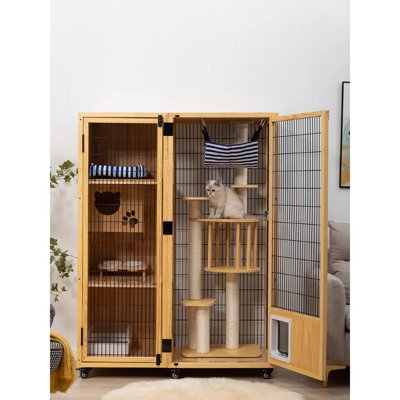 Cat Villa Solid Wood Does Not Occupy Home Indoor Three-story Large Cat House Luxury